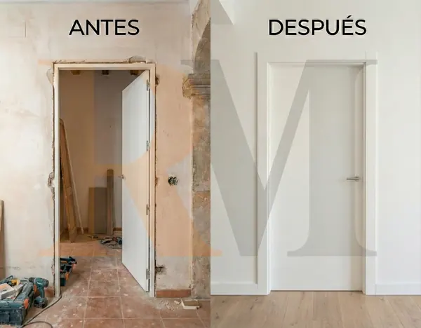 Antes y después de la instalación de puertas lacadas